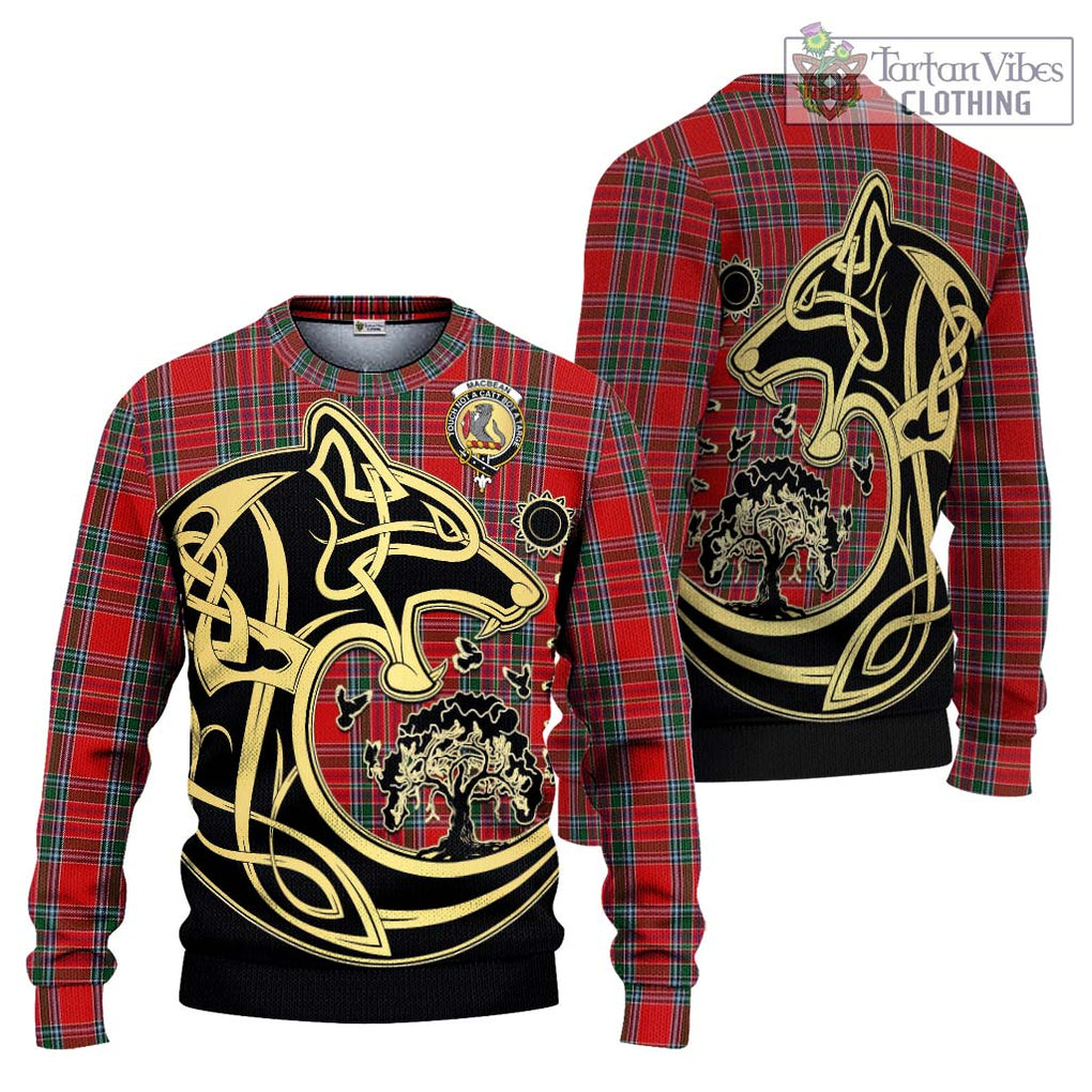 MacBean (MacBain) Tartan Ugly Sweater with Family Crest Celtic Wolf Style Unisex - Tartan Vibes Clothing