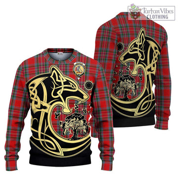 MacBean (MacBain) Tartan Ugly Sweater with Family Crest Celtic Wolf Style Unisex - Tartan Vibes Clothing
