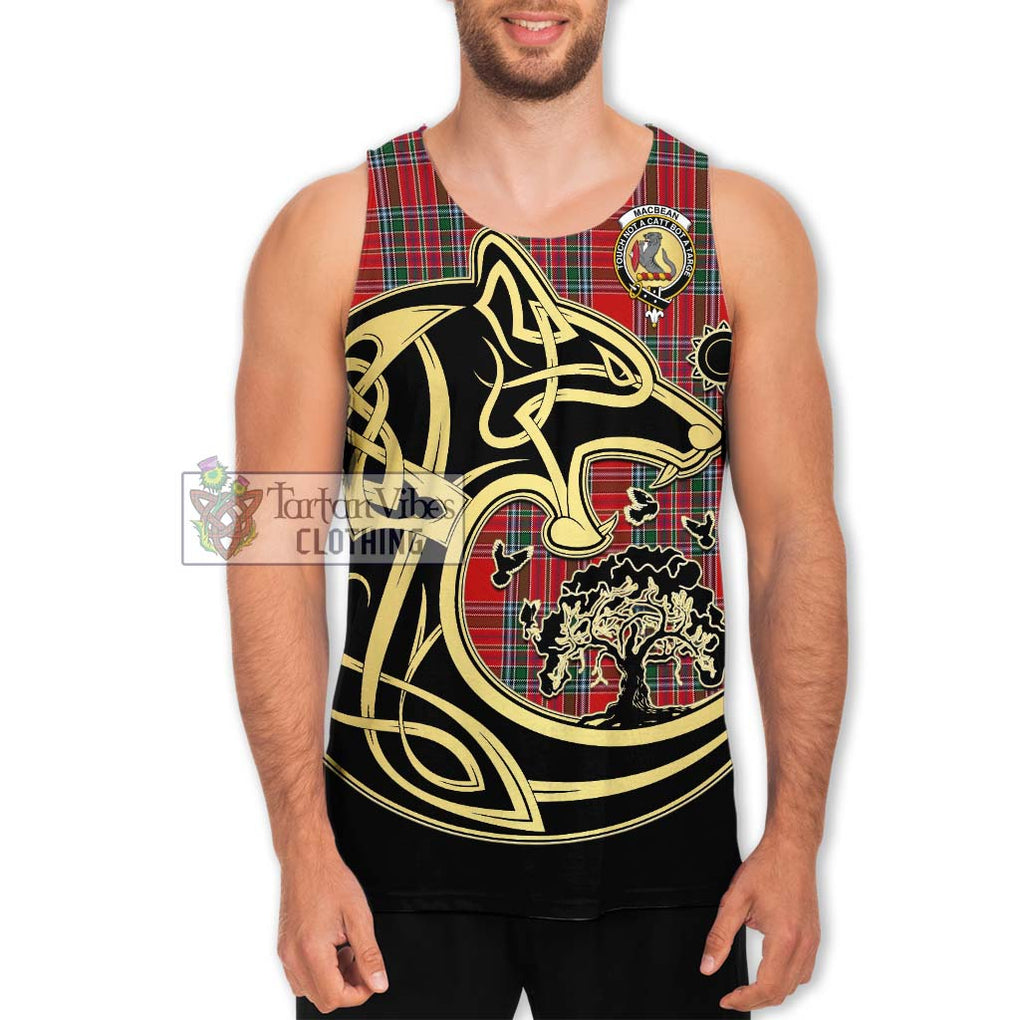 MacBean (MacBain) Tartan Men's Tank Top with Family Crest Celtic Wolf Style Men - Tartan Vibes Clothing
