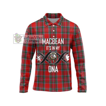 MacBean (MacBain) Tartan Long Sleeve Polo Shirt with Family Crest DNA In Me Style Unisex - Tartan Vibes Clothing