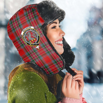 MacBean (MacBain) Tartan Winter Trapper Hat with Family Crest