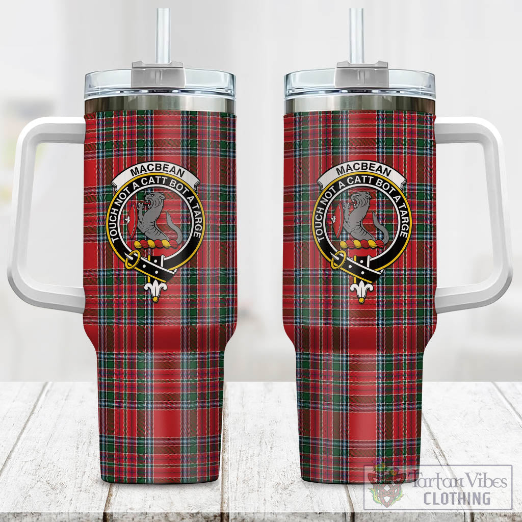 MacBean (MacBain) Tartan Tumbler with Handle with Family Crest One Size 40 OZ - Tartan Vibes Clothing