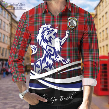 MacBean (MacBain) Tartan Long Sleeve Button Up Shirt with Alba Gu Brath Regal Lion Emblem Men's Shirt - Tartan Vibes Clothing