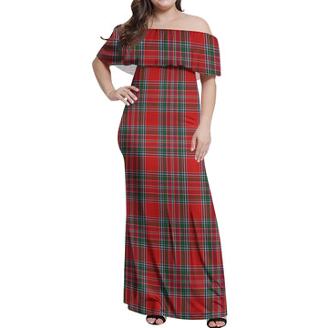 MacBean (MacBain) Tartan Off Shoulder Long Dress Women's Dress - Tartan Vibes Clothing