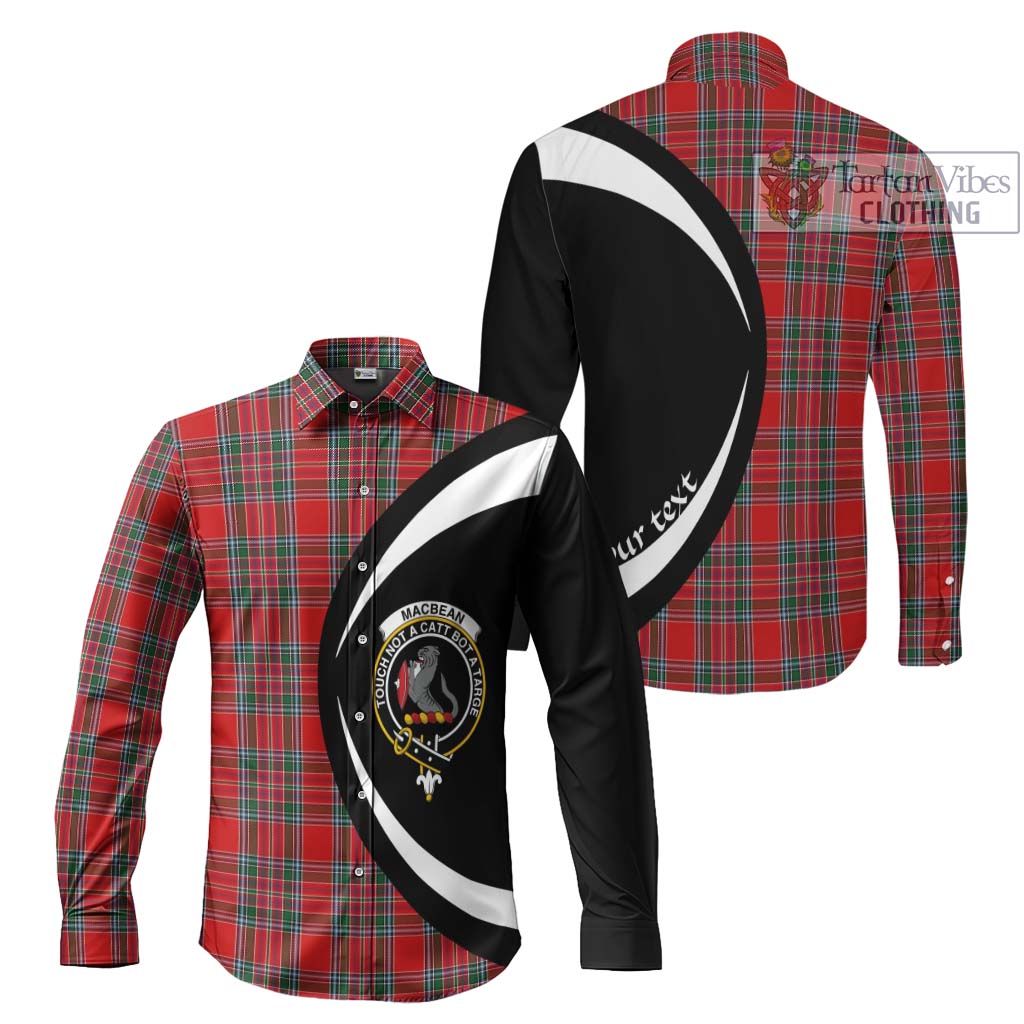 MacBean (MacBain) Tartan Long Sleeve Button Up with Family Crest Circle Style Men's Shirt S - Tartan Vibes Clothing