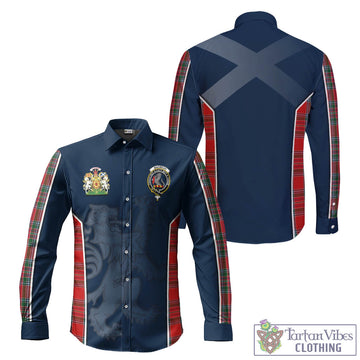 MacBean (MacBain) Tartan Long Sleeve Button Up Shirt with Family Crest and Lion Rampant Vibes Sport Style Men's Shirt - Tartan Vibes Clothing