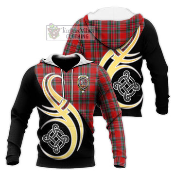 MacBean (MacBain) Tartan Knitted Hoodie with Family Crest and Celtic Symbol Style