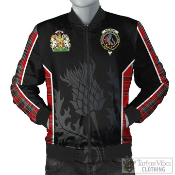 Tartan Vibes Clothing MacBean Tartan Bomber Jacket with Family Crest and Scottish Thistle Vibes Sport Style