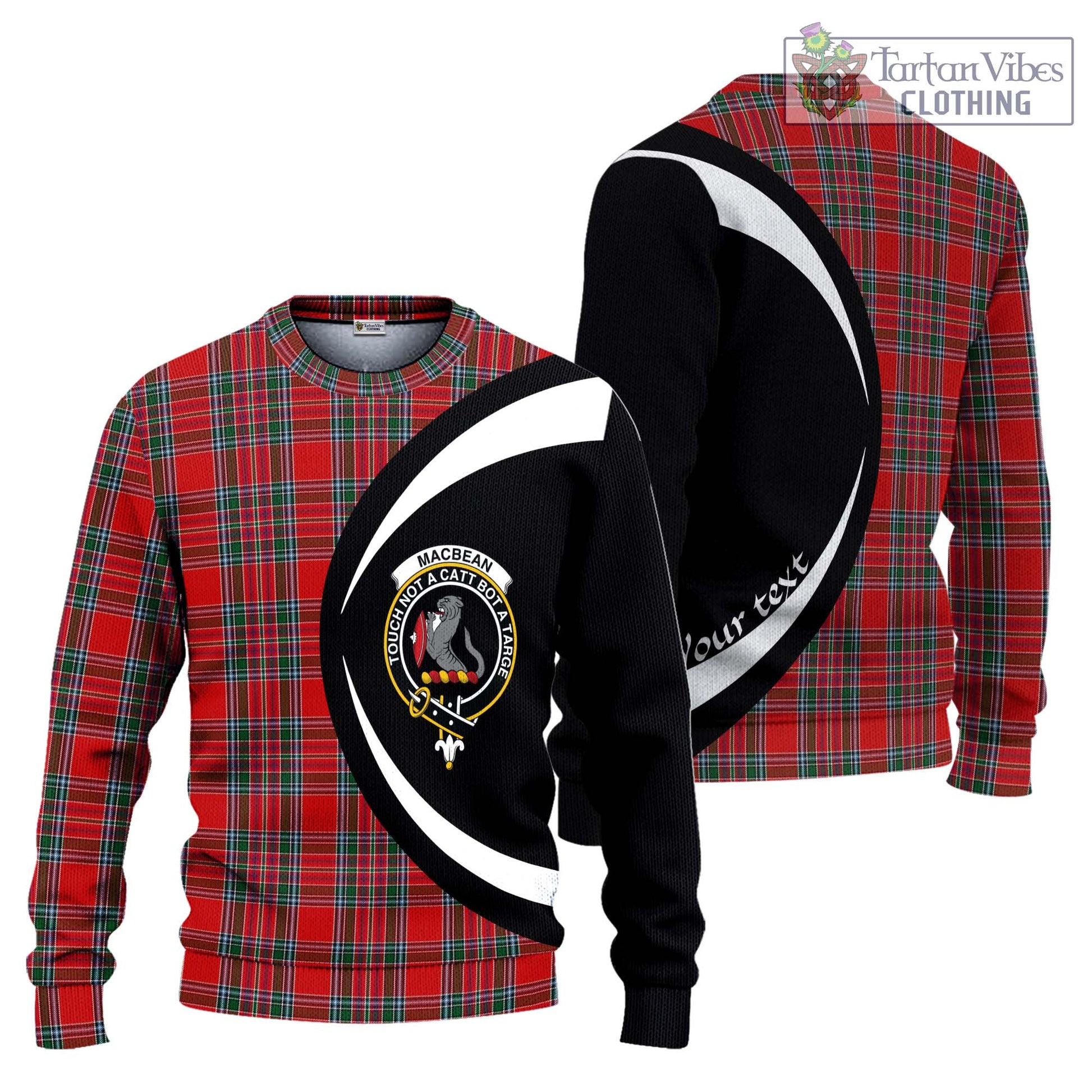 MacBean (MacBain) Tartan Ugly Sweater with Family Crest Circle Style Unisex - Tartan Vibes Clothing