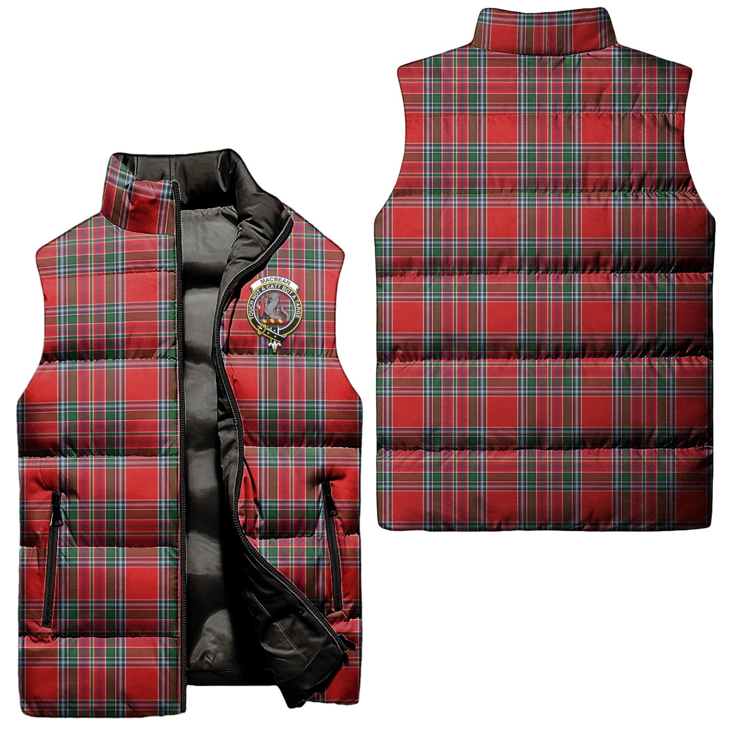 MacBean Tartan Sleeveless Puffer Jacket with Family Crest Unisex - Tartanvibesclothing