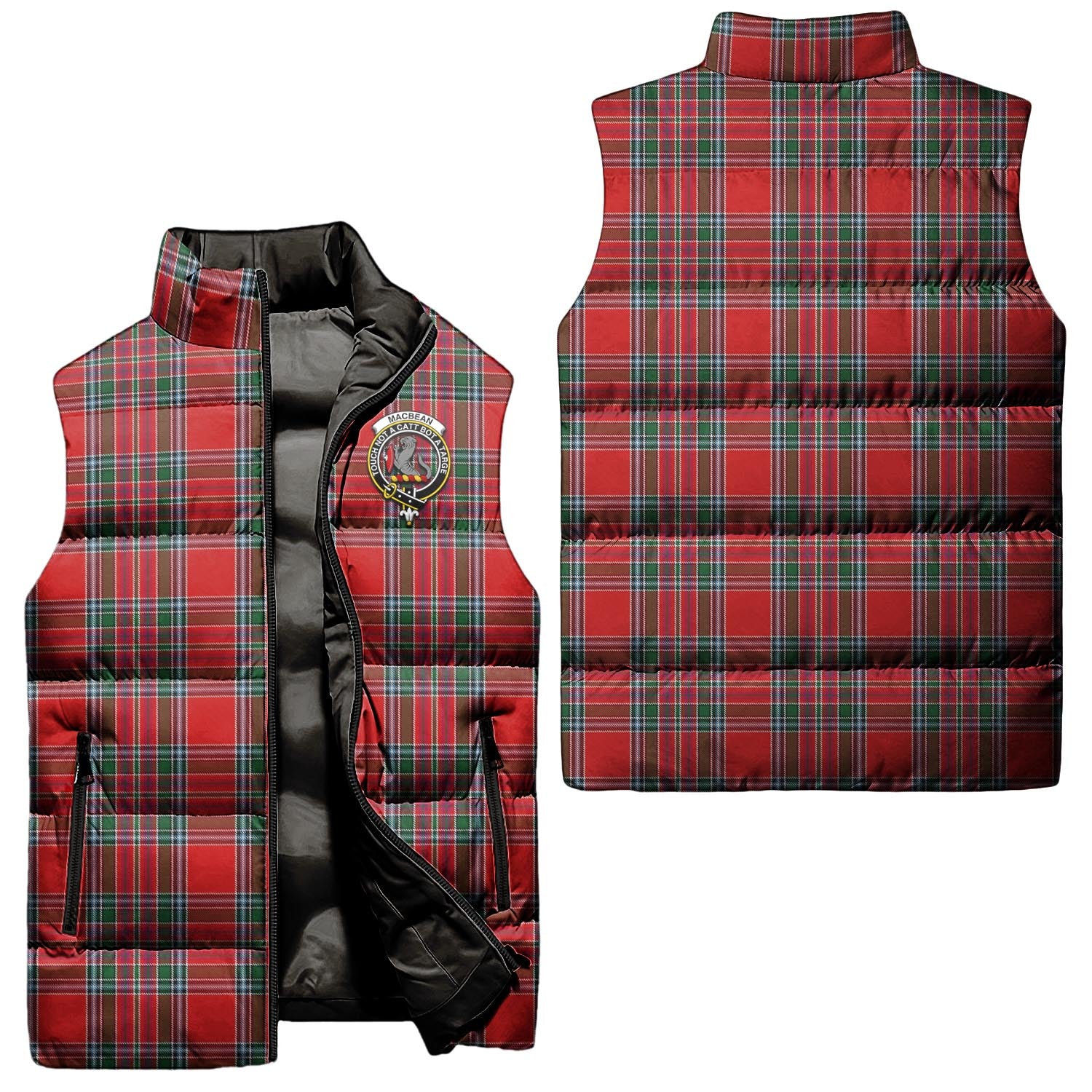 MacBean (MacBain) Tartan Sleeveless Puffer Jacket with Family Crest Unisex - Tartan Vibes Clothing