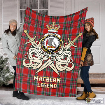 MacBean (MacBain) Tartan Blanket with Clan Crest and the Golden Sword of Courageous Legacy