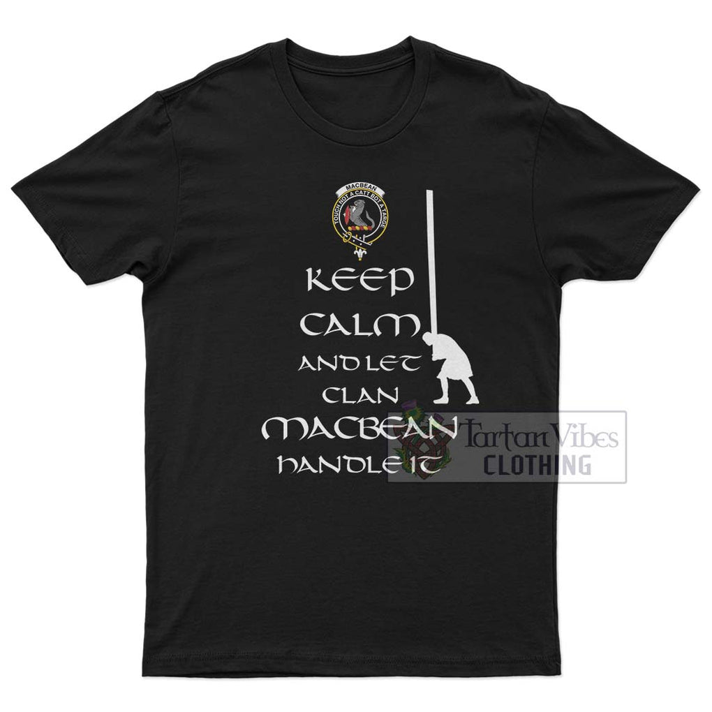 MacBean (MacBain) Clan Men's T-Shirt: Keep Calm and Let the Clan Handle It Caber Toss Highland Games Style White - 2D-tartanvibesclothing