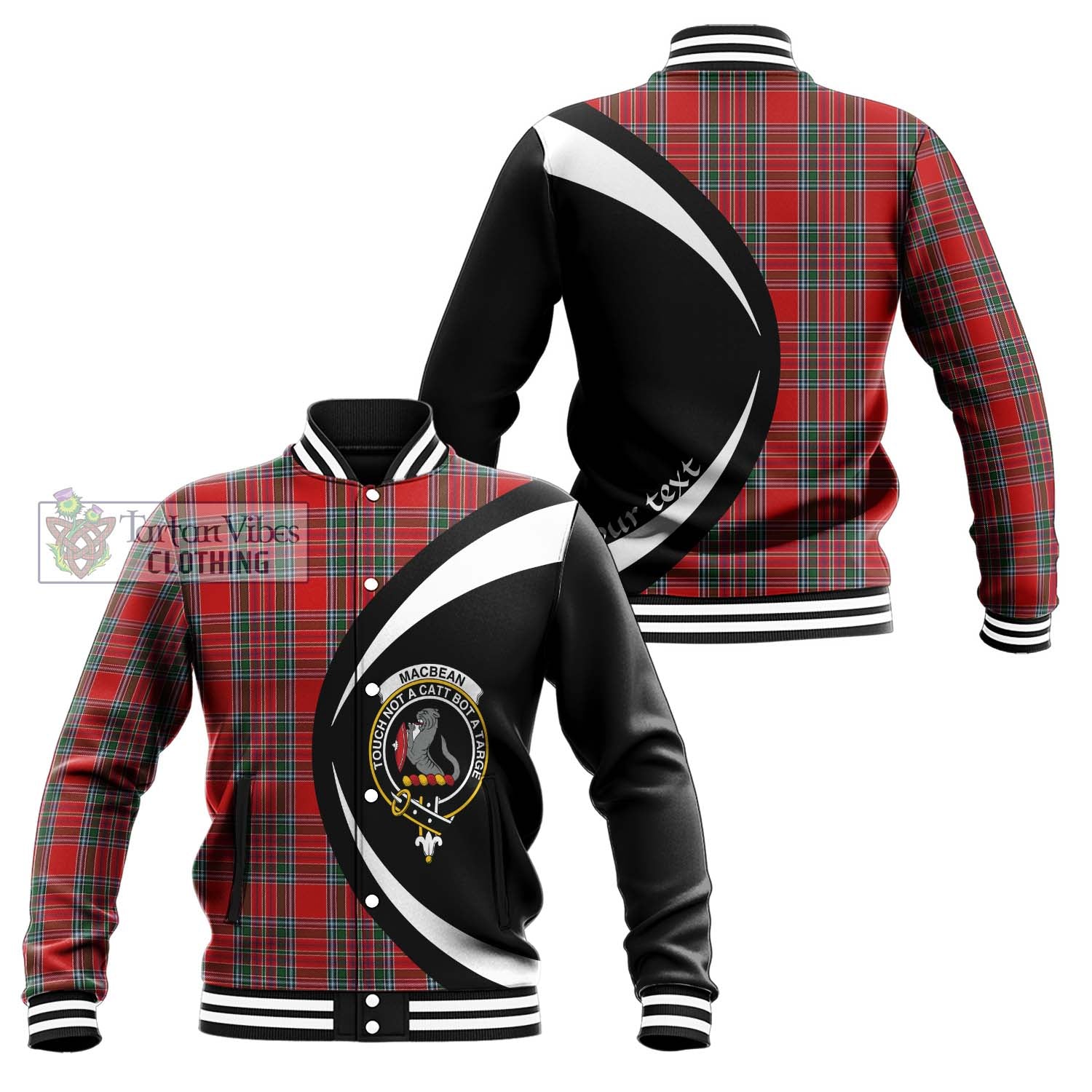 MacBean (MacBain) Tartan Baseball Jacket with Family Crest Circle Style Unisex - Tartan Vibes Clothing