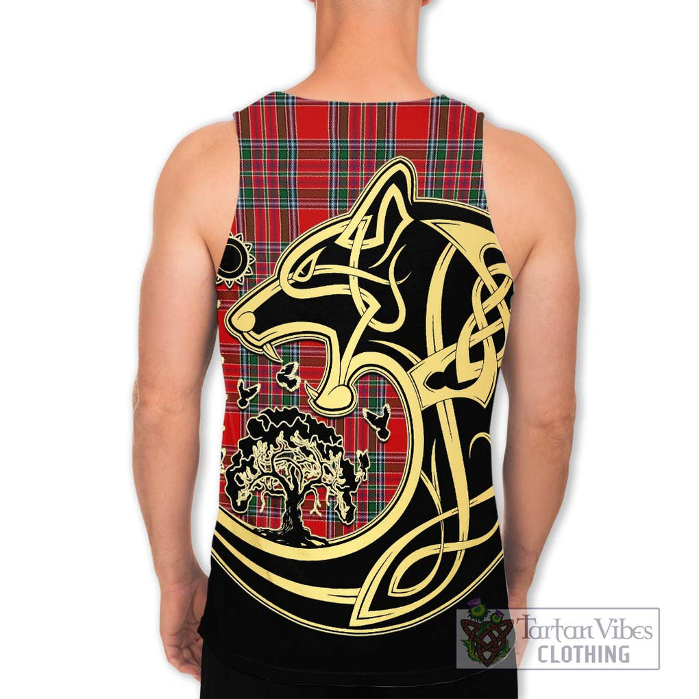 MacBean (MacBain) Tartan Men's Tank Top with Family Crest Celtic Wolf Style - Tartan Vibes Clothing