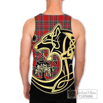 MacBean (MacBain) Tartan Men's Tank Top with Family Crest Celtic Wolf Style - Tartan Vibes Clothing