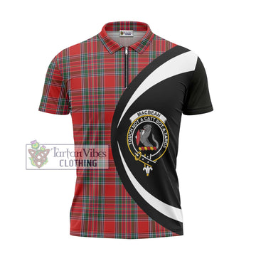 MacBean (MacBain) Tartan Zipper Polo Shirt with Family Crest Circle Style - Tartan Vibes Clothing