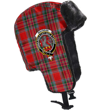 MacBean (MacBain) Tartan Winter Trapper Hat with Family Crest