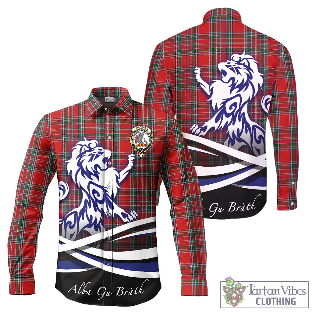 MacBean (MacBain) Tartan Long Sleeve Button Up Shirt with Alba Gu Brath Regal Lion Emblem - Tartan Vibes Clothing