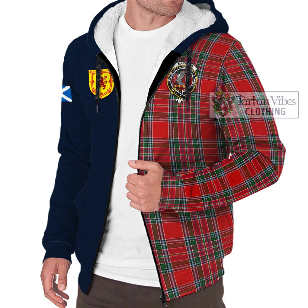 MacBean (MacBain) Tartan Sherpa Hoodie Alba with Scottish Lion Royal Arm Half Style - Tartan Vibes Clothing