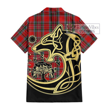 MacBean (MacBain) Tartan Hawaiian Shirt with Family Crest Celtic Wolf Style - Tartan Vibes Clothing