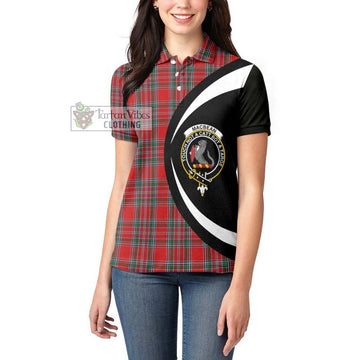 MacBean (MacBain) Tartan Women's Polo Shirt with Family Crest Circle Style - Tartan Vibes Clothing