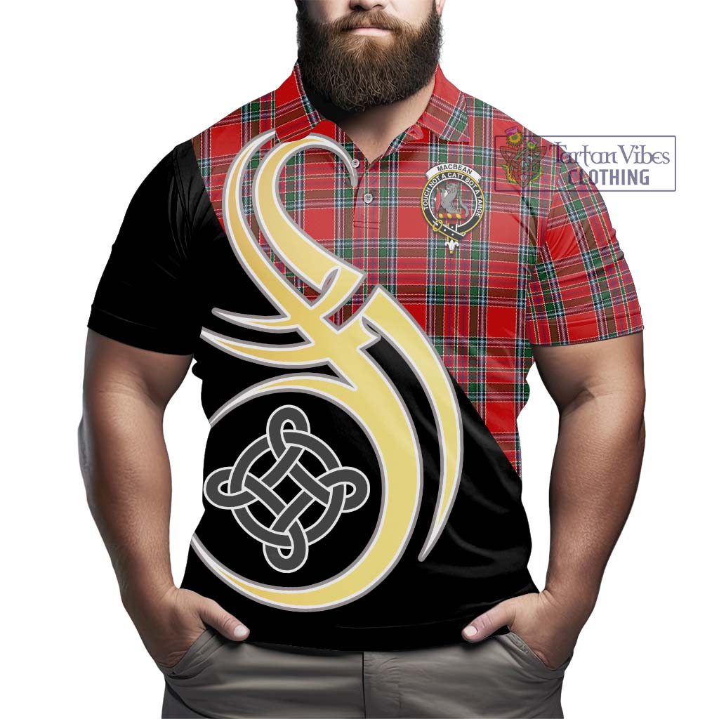 MacBean (MacBain) Tartan Polo Shirt with Family Crest and Celtic Symbol Style - Tartan Vibes Clothing