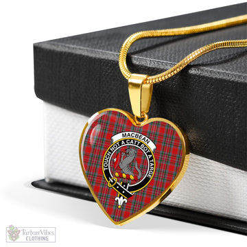 MacBean (MacBain) Tartan Heart Necklace with Family Crest - Tartan Vibes Clothing