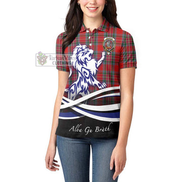 MacBean (MacBain) Tartan Women's Polo Shirt with Alba Gu Brath Regal Lion Emblem - Tartan Vibes Clothing