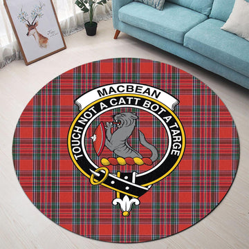 MacBean (MacBain) Tartan Round Rug with Family Crest