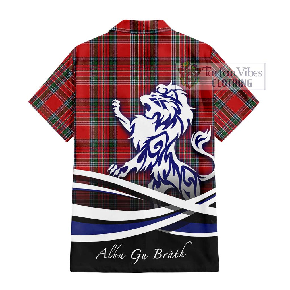 MacBean (MacBain) Tartan Hawaiian Shirt with Alba Gu Brath Regal Lion Emblem - Tartan Vibes Clothing