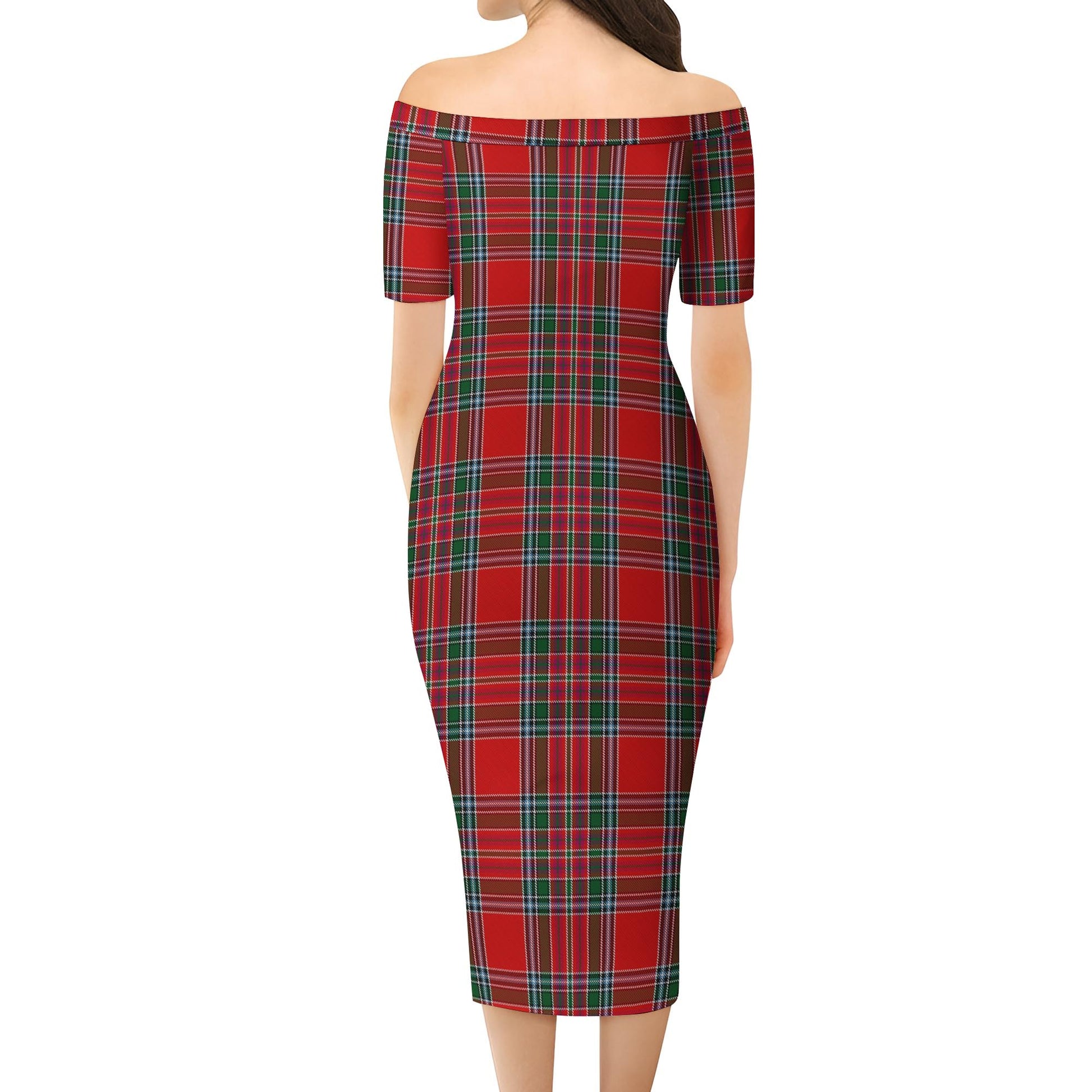 MacBean Tartan Off Shoulder Lady Dress - Tartanvibesclothing