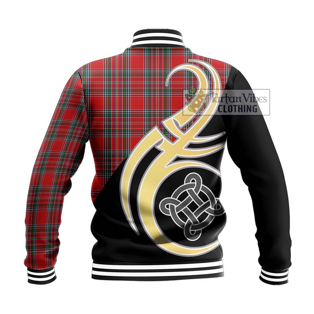 MacBean (MacBain) Tartan Baseball Jacket with Family Crest and Celtic Symbol Style - Tartan Vibes Clothing