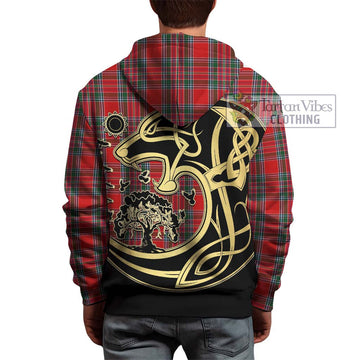 MacBean (MacBain) Tartan Hoodie with Family Crest Celtic Wolf Style