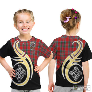 MacBean (MacBain) Tartan Kid T-Shirt with Family Crest and Celtic Symbol Style - Tartan Vibes Clothing
