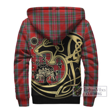 MacBean (MacBain) Tartan Sherpa Hoodie with Family Crest Celtic Wolf Style - Tartan Vibes Clothing