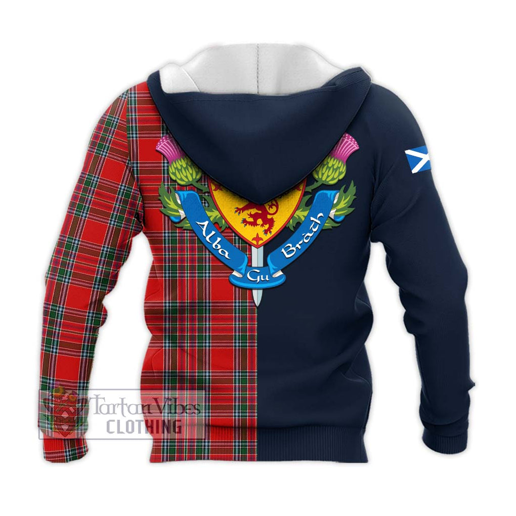 MacBean (MacBain) Tartan Knitted Hoodie Alba with Scottish Lion Royal Arm Half Style - Tartan Vibes Clothing
