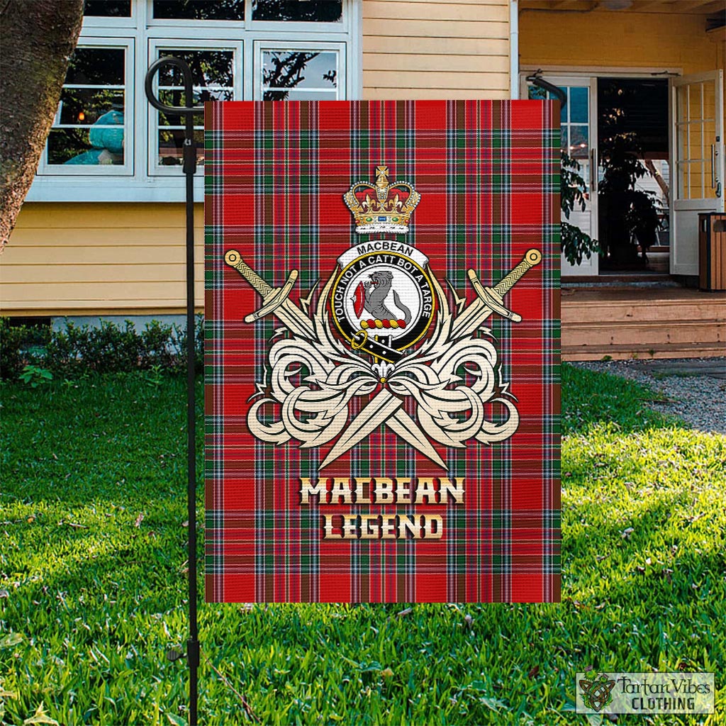 Tartan Vibes Clothing MacBean Tartan Flag with Clan Crest and the Golden Sword of Courageous Legacy
