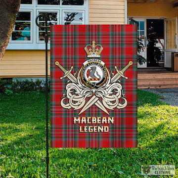 MacBean (MacBain) Tartan Garden Flag with Clan Crest and the Golden Sword of Courageous Legacy