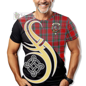 MacBean (MacBain) Tartan T-Shirt with Family Crest and Celtic Symbol Style - Tartan Vibes Clothing