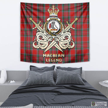 MacBean (MacBain) Tartan Tapestry with Clan Crest and the Golden Sword of Courageous Legacy - Tartan Vibes Clothing