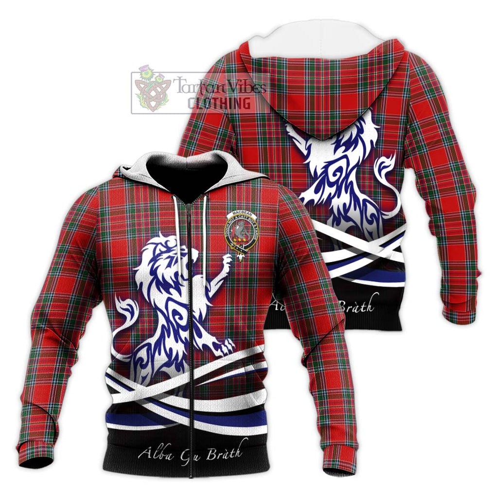 MacBean (MacBain) Tartan Knitted Hoodie with Alba Gu Brath Regal Lion Emblem Unisex Knitted Zip Hoodie - Tartan Vibes Clothing