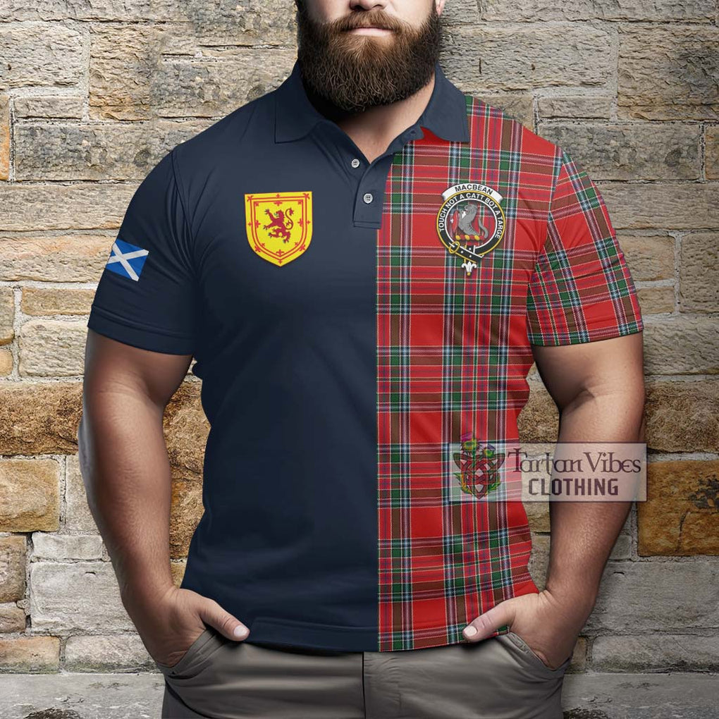 MacBean (MacBain) Tartan Polo Shirt Alba with Scottish Lion Royal Arm Half Style - Tartan Vibes Clothing