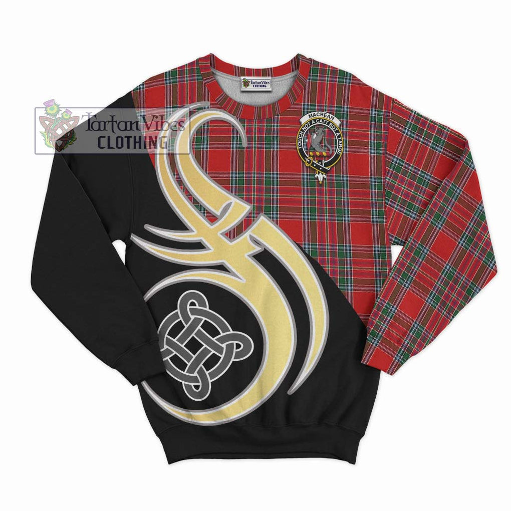 MacBean (MacBain) Tartan Sweatshirt with Family Crest and Celtic Symbol Style - Tartan Vibes Clothing
