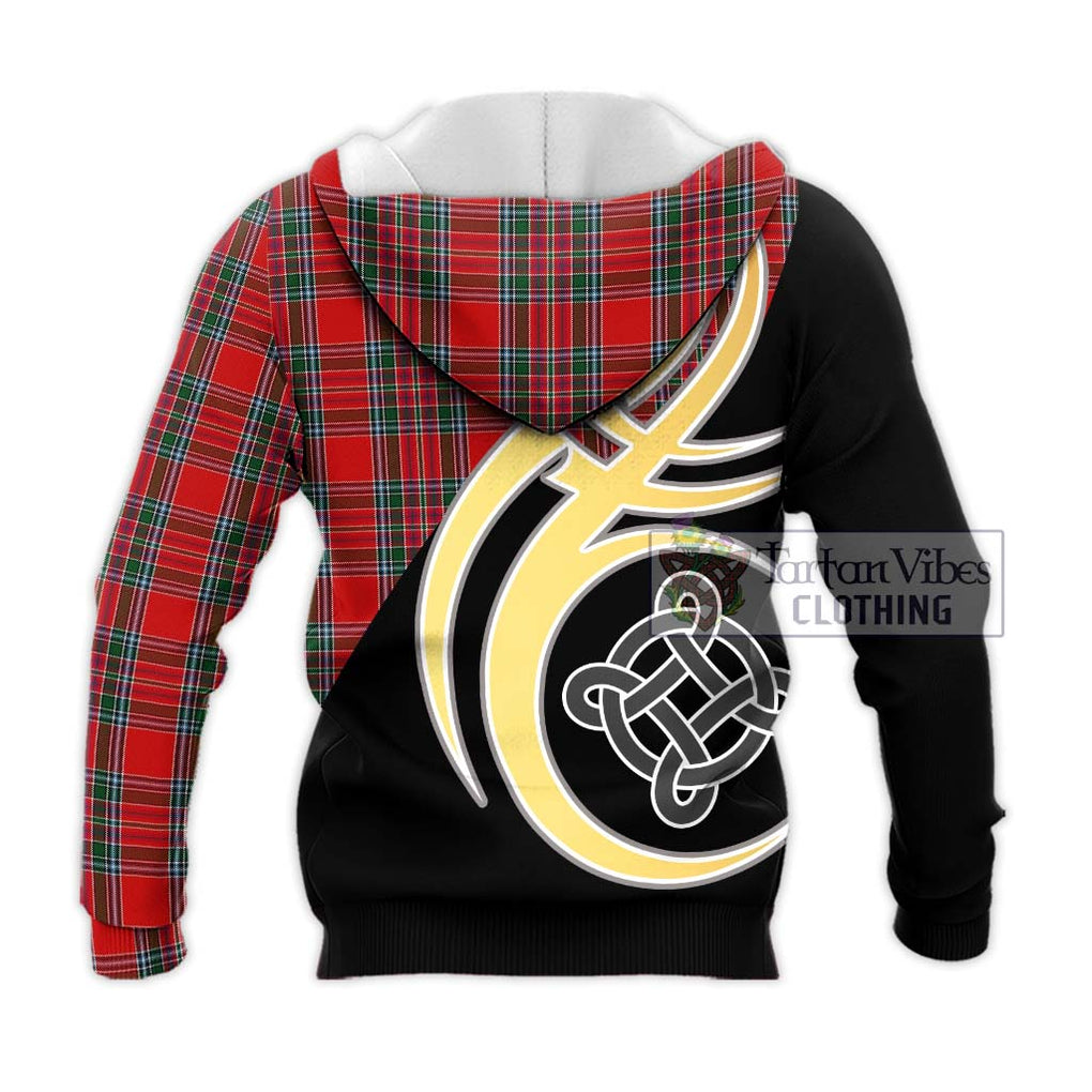 MacBean (MacBain) Tartan Knitted Hoodie with Family Crest and Celtic Symbol Style - Tartan Vibes Clothing