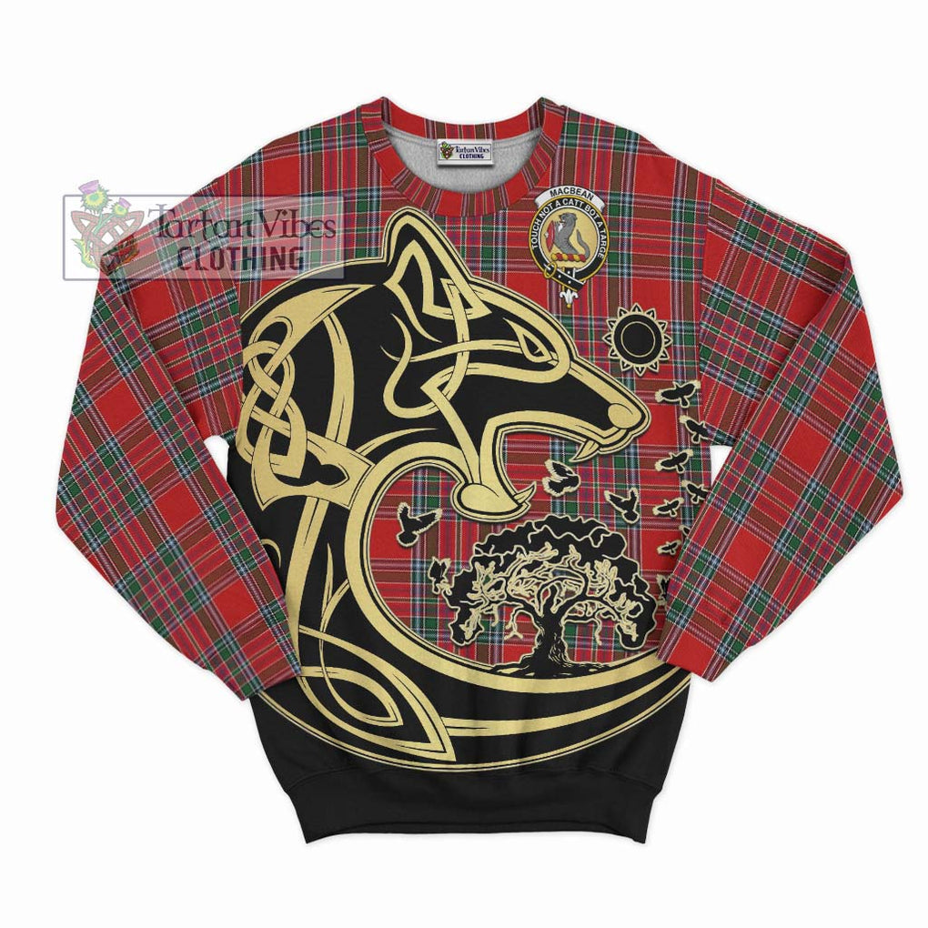 MacBean (MacBain) Tartan Sweatshirt with Family Crest Celtic Wolf Style - Tartan Vibes Clothing