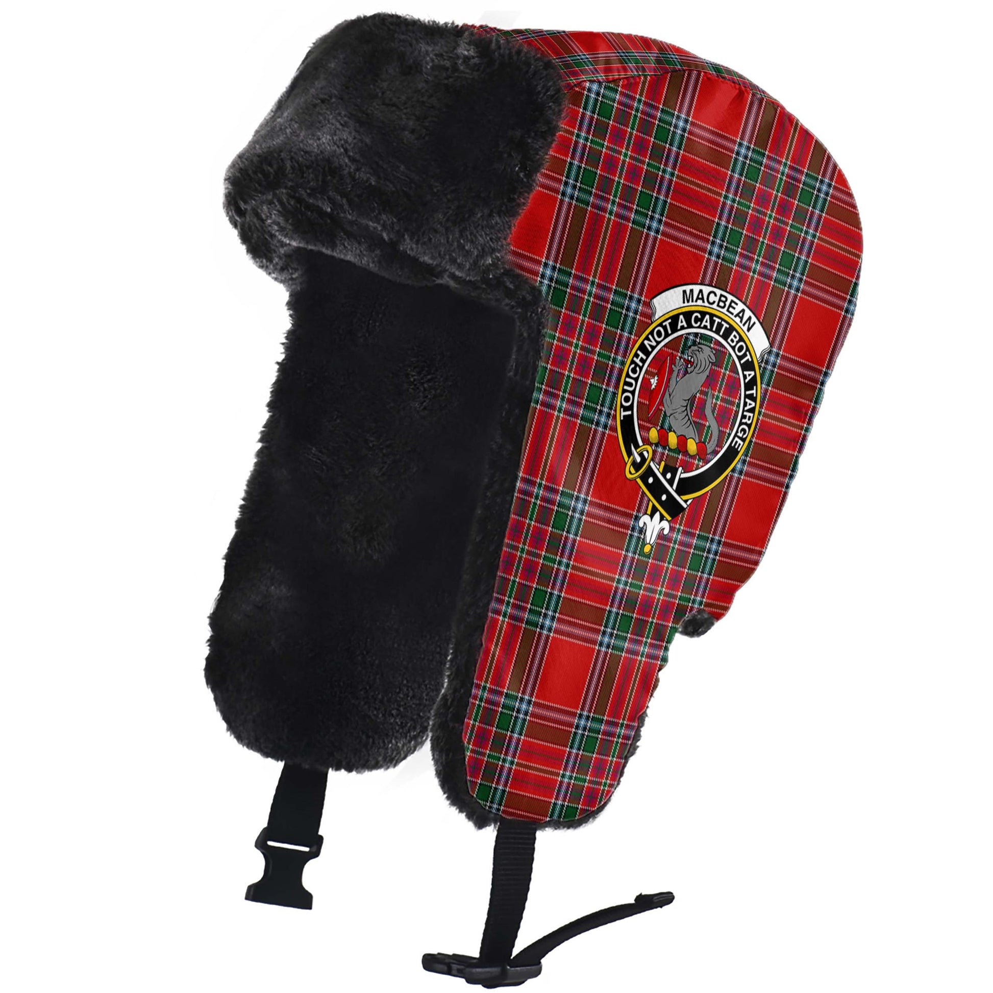 MacBean Tartan Winter Trapper Hat with Family Crest - Tartanvibesclothing
