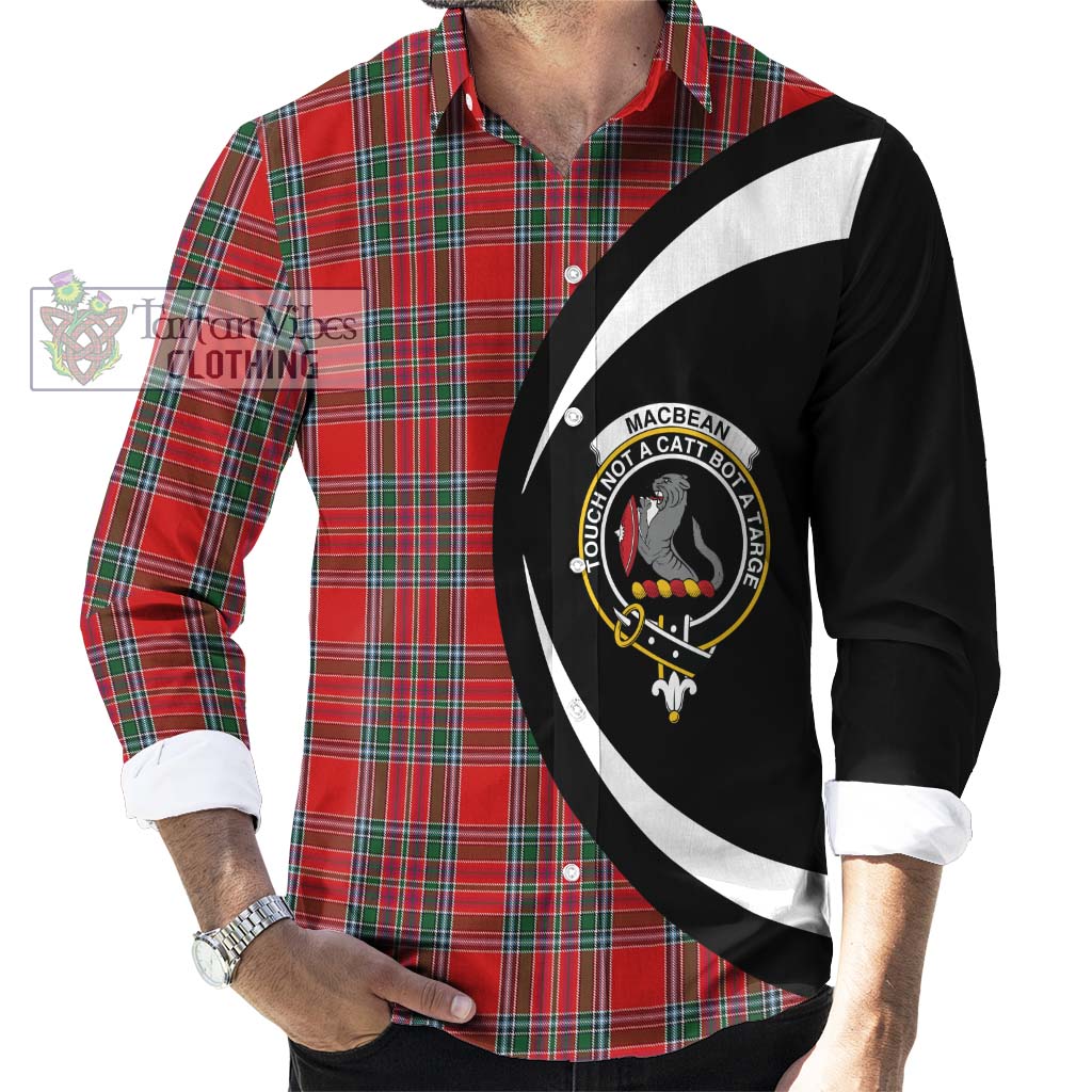 MacBean (MacBain) Tartan Long Sleeve Button Up with Family Crest Circle Style - Tartan Vibes Clothing
