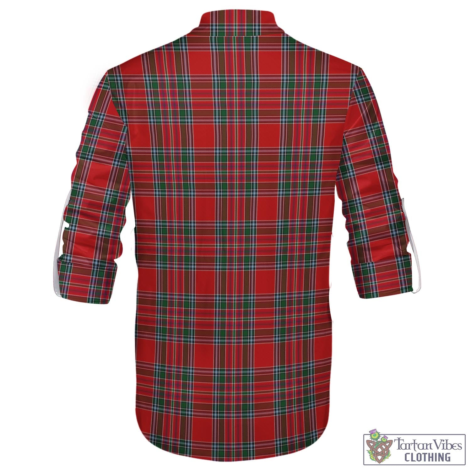Tartan Vibes Clothing MacBean Tartan Men's Scottish Traditional Jacobite Ghillie Kilt Shirt with Family Crest