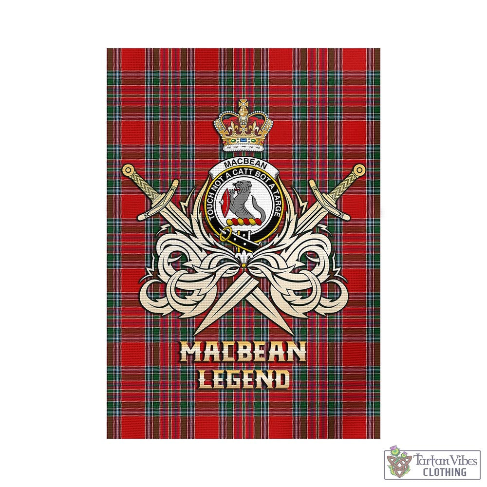 Tartan Vibes Clothing MacBean Tartan Flag with Clan Crest and the Golden Sword of Courageous Legacy